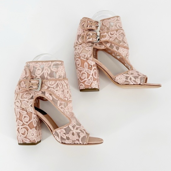 LAURENCE DACADE Lace Pattern Buckle Sandal Heel Size 5 - Picture 3 of 6
